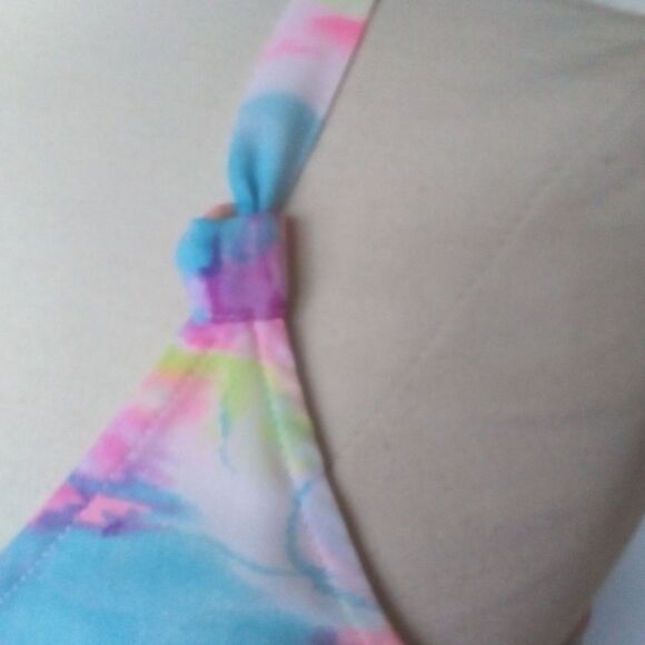 Tank Top Watercolor Colorful Chiffon Twisted Racer back Sheer Not See Th… - Picture 5 of 14